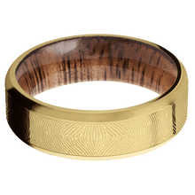 14K Yellow Gold + Polish , Satin Finish + Koa