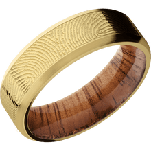 14K Yellow Gold + Polish , Satin Finish + Koa