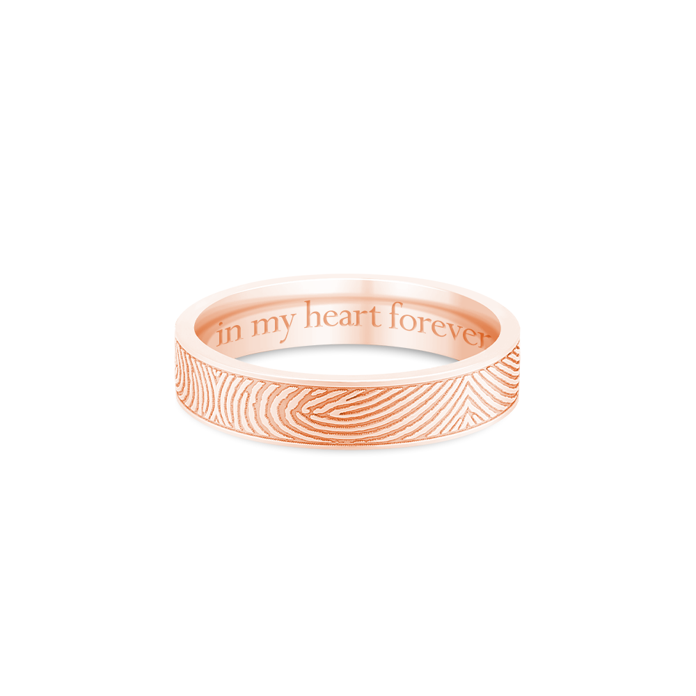 4mm Rose Gold Flat Fingerprint Ring - Legacy Touch -- Dev