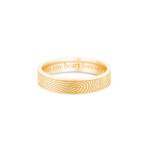 4mm Yellow Gold Flat Fingerprint Ring - Legacy Touch -- Dev
