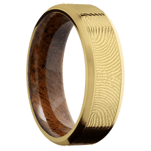 14K Yellow Gold + Polish , Satin Finish + Koa