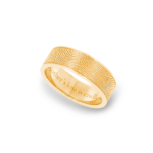 6mm Yellow Gold Flat Fingerprint Ring - Legacy Touch -- Dev