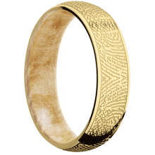 18K Yellow Gold + Polish Finish + Boxelder Burl