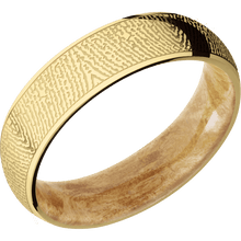 18K Yellow Gold + Polish Finish + Boxelder Burl