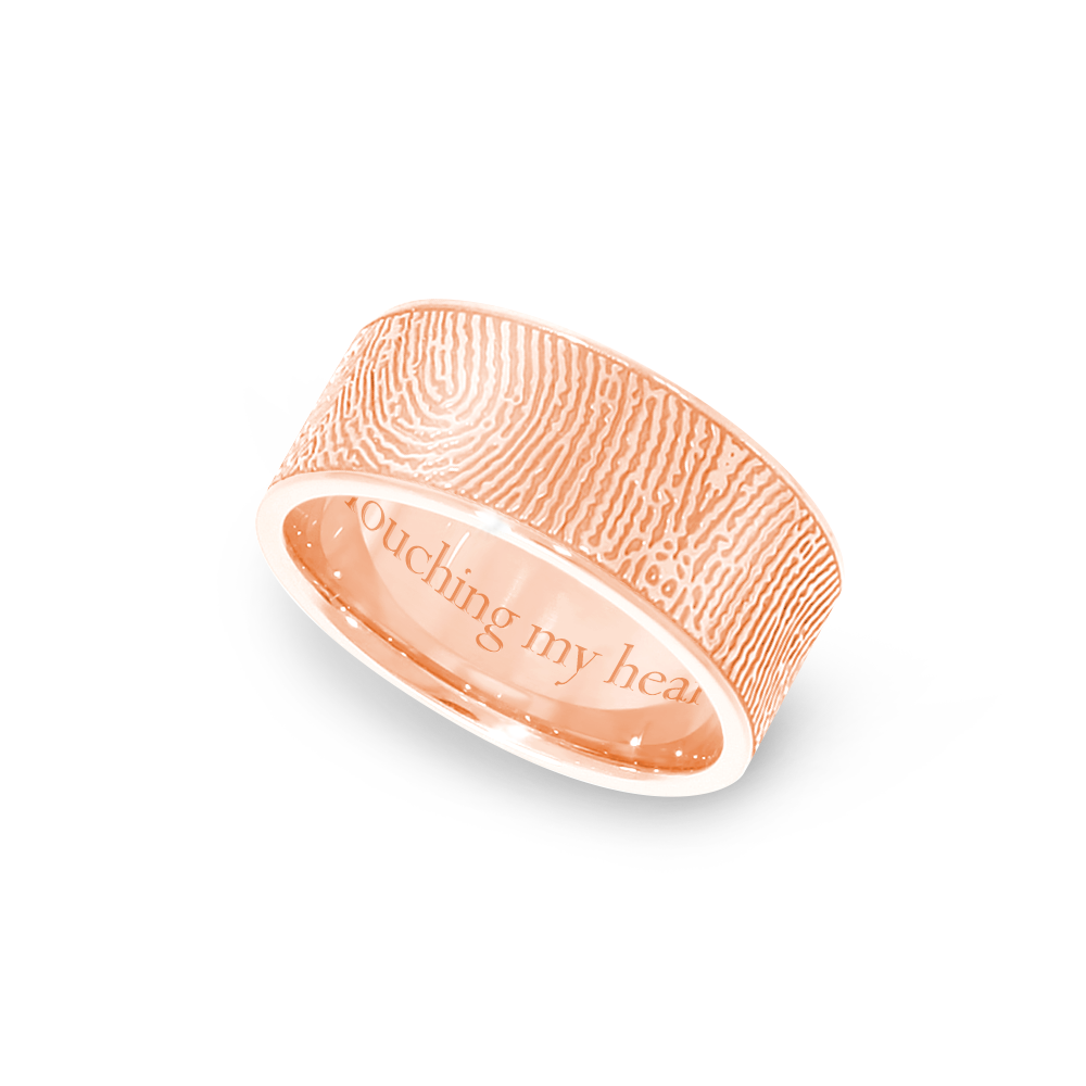 8mm Rose Gold Flat Fingerprint Ring - Legacy Touch -- Dev
