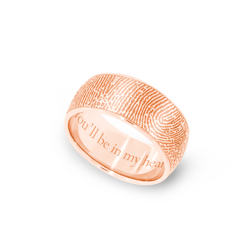 8mm Rose Gold Half-Round Fingerprint Ring - Legacy Touch -- Dev