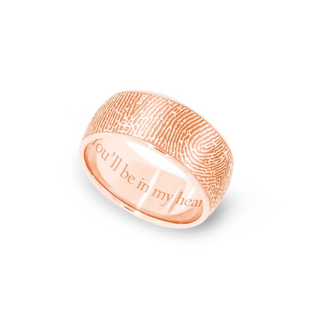 8mm Rose Gold Half-Round Fingerprint Ring - Legacy Touch -- Dev