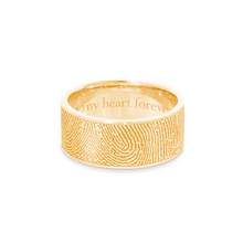 8mm Yellow Gold Flat Fingerprint Ring - Legacy Touch -- Dev