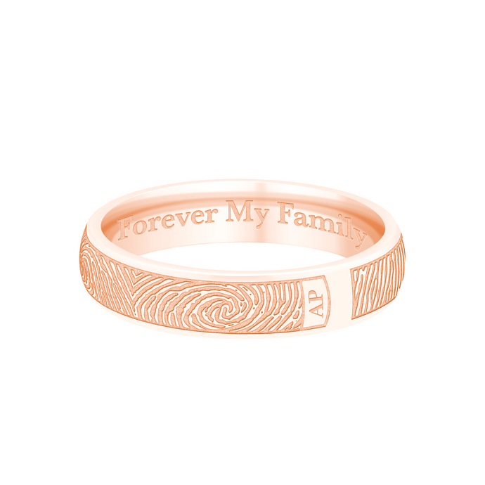 Dual Print 4mm Rose Gold Half-Round Fingerprint Ring