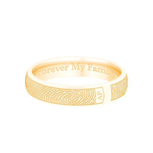 Dual Print 4mm Yellow Gold Half-Round Fingerprint Ring