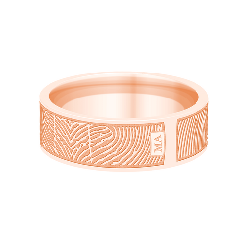 Dual Print 6mm Rose Gold Flat Fingerprint Ring