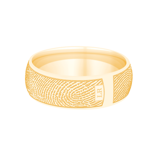 Dual Print 6mm Yellow Gold Half-Round Fingerprint Ring