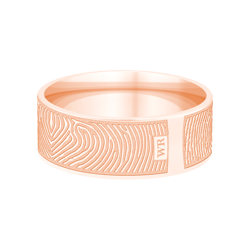 Dual Print 8mm Rose Gold Flat Fingerprint Ring