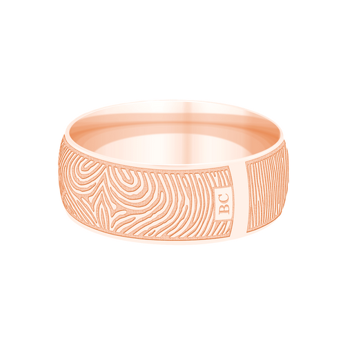 Dual Print 8mm Rose Gold Half-Round Fingerprint Ring