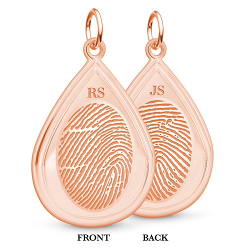 14k Rose Gold Dual Print Tear Drop Pendant