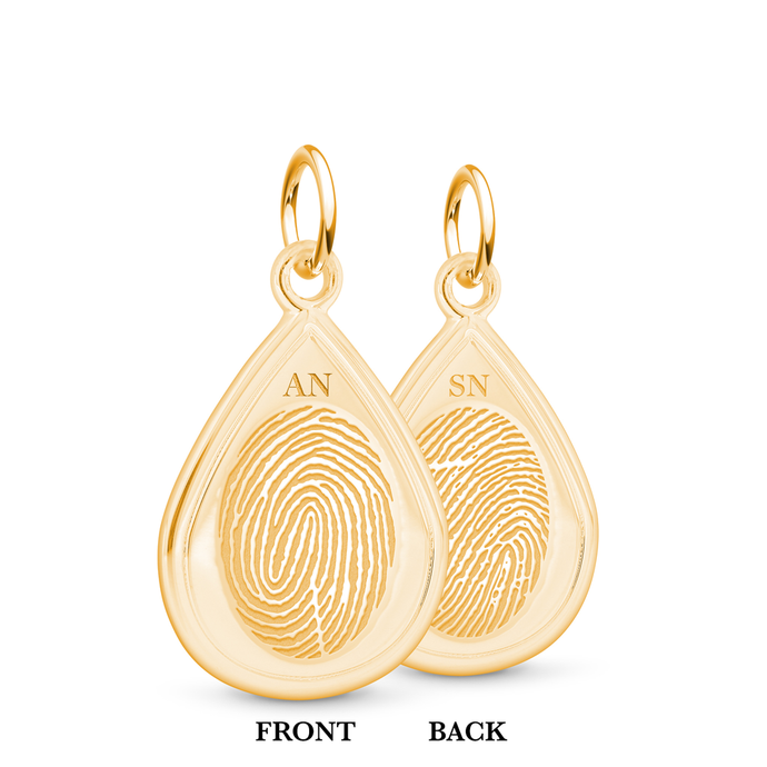 14K Yellow Gold Dual Print Tear Drop Charm