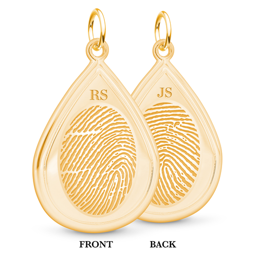 Dual Print 14k Yellow Gold Tear Drop Pendant