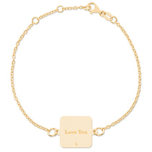 14k Yellow Gold Square Charm Bracelet