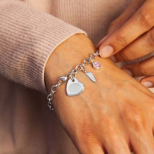 Sterling Silver Bracelet with Offset Heart Charm - Legacy Touch -- Dev