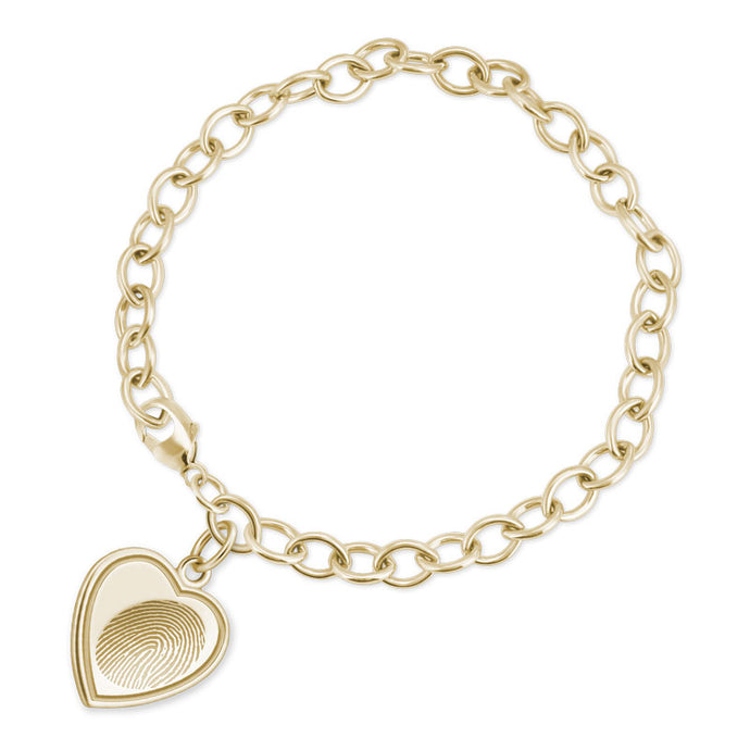14k Yellow Gold Bracelet with Vertical Heart Charm - Legacy Touch -- Dev