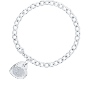 Sterling Silver Bracelet with Offset Heart Charm - Legacy Touch -- Dev