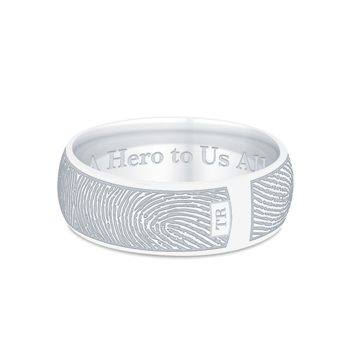 Dual Print 6mm Sterling Silver Half-Round Fingerprint Ring