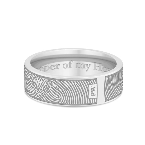 Dual Print 7mm Stainless Steel Flat Fingerprint Ring