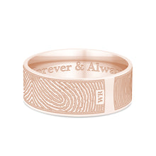 Dual Print 8mm Rose Gold Flat Fingerprint Ring