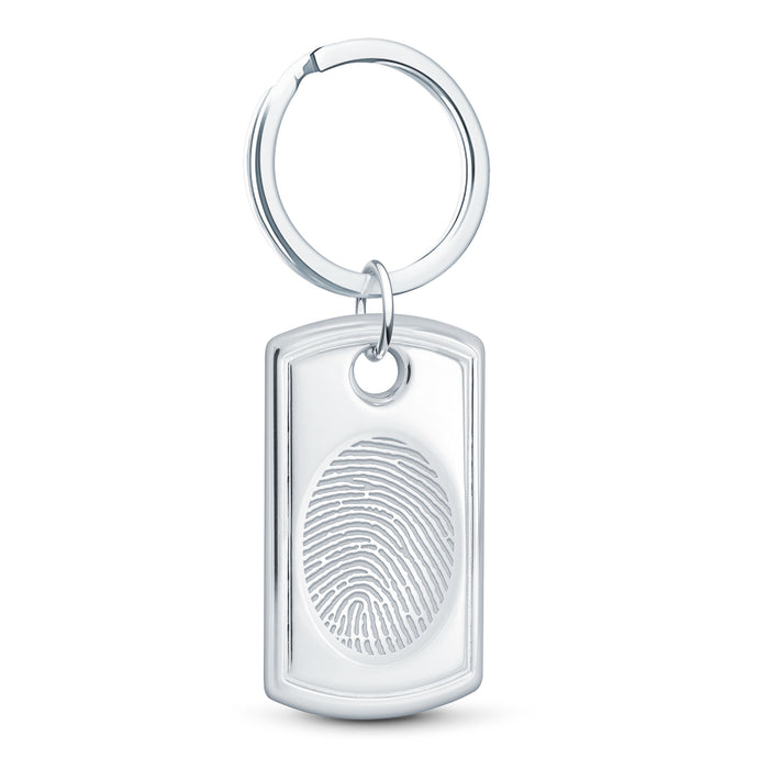 Sterling Silver Designer Dog Tag Keychain - Legacy Touch -- Dev