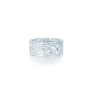 8mm Sterling Silver Flat Fingerprint Ring - Legacy Touch -- Dev