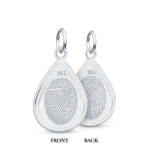 Sterling Silver Dual Print Tear Drop Charm