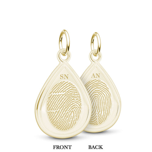 14k Yellow Gold Dual Print Tear Drop Charm