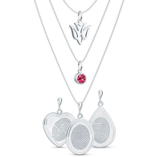 Sterling Silver Pendant Trio Necklace