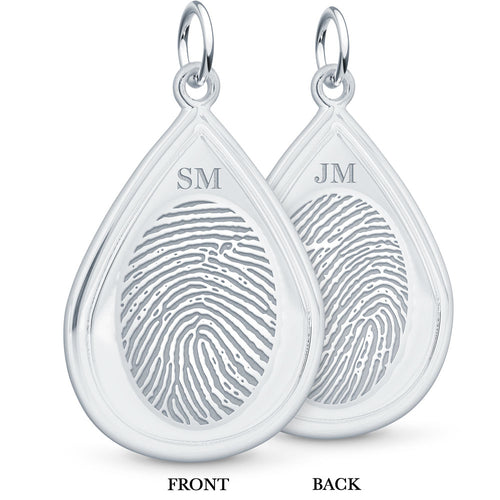 Dual Print Sterling Silver Tear Drop  Pendant