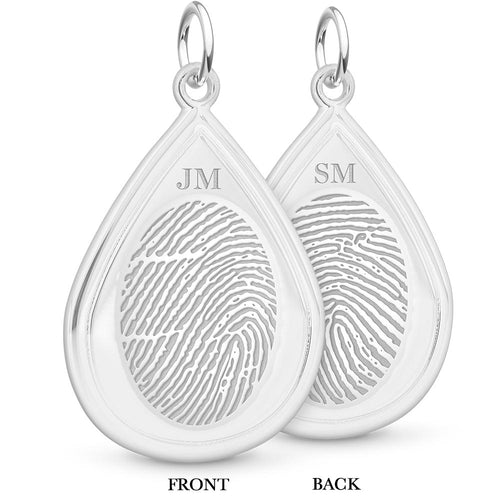 White Gold Dual Print Tear Drop Pendant