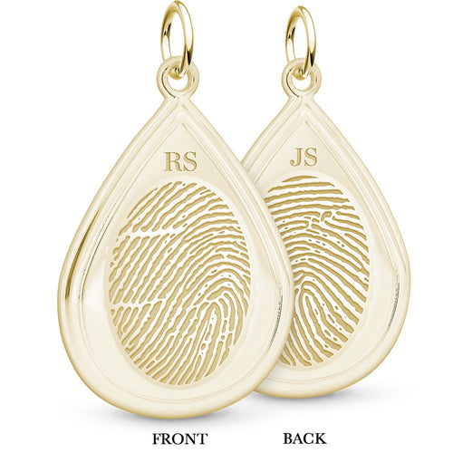 Yellow Gold Dual Print Tear Drop Pendant