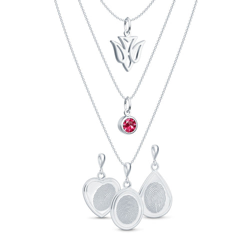 Sterling Silver Charm Trio Necklace