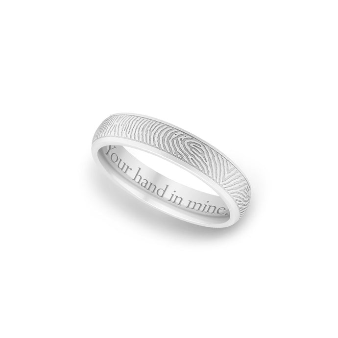 4mm White Gold Half-Round Fingerprint Ring - Legacy Touch -- Dev