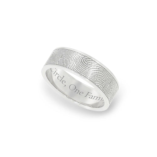 6mm White Gold Flat Fingerprint Ring - Legacy Touch -- Dev