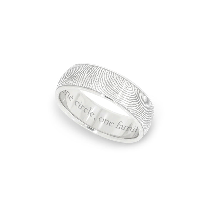 6mm White Gold Half-Round Fingerprint Ring - Legacy Touch -- Dev
