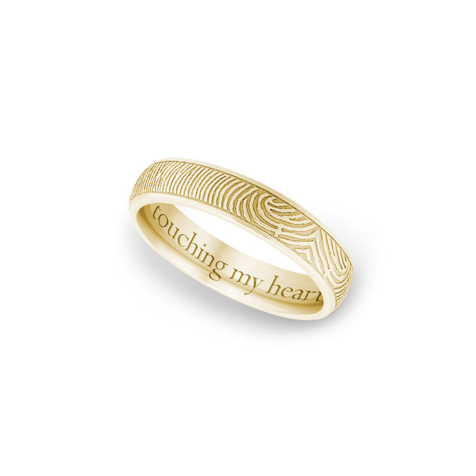 4mm Yellow Gold Half-Round Fingerprint Ring - Legacy Touch -- Dev