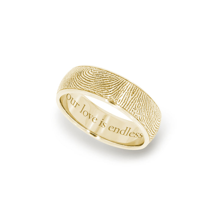 6mm Yellow Gold Half-Round Fingerprint Ring - Legacy Touch -- Dev
