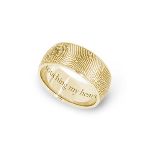 8mm Yellow Gold Half-Round Fingerprint Ring - Legacy Touch -- Dev