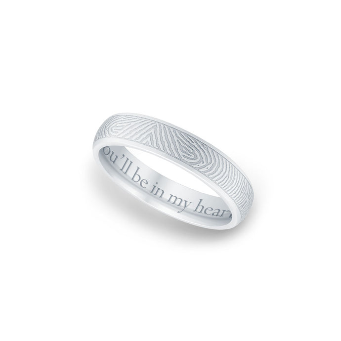 4mm Sterling Silver Half-Round Fingerprint Ring - Legacy Touch -- Dev