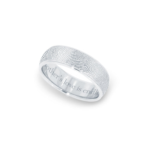 6mm Sterling Silver Half-Round Fingerprint Ring - Legacy Touch -- Dev