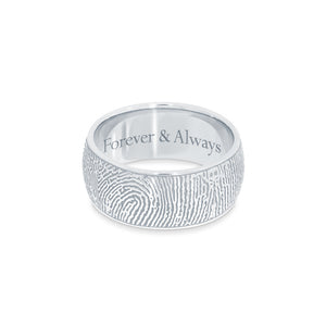 8mm Sterling Silver Half-Round Fingerprint Ring - Legacy Touch -- Dev