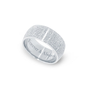 8mm Sterling Silver Half-Round Fingerprint Ring - Legacy Touch -- Dev